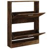 vidaXL Shoe Cabinet Smoked Oak 59x17x81 cm Engineered Wood