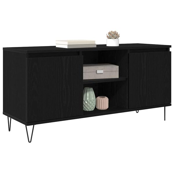 vidaXL TV Cabinet Black Oak 104 x 35 x 50 cm Engineered Wood