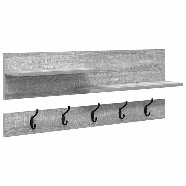 vidaXL Wall-Mounted Coat Rack with Shelf Grey Sonoma 90 x 15 x 36 cm
