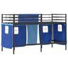 vidaXL Kids'Loft Bed Frame with Curtains Black and Blue 90 x 190 cm