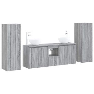 vidaXL Bathroom Furniture Set 5 pcs Grey Sonoma 33 x 34.5 x 100 cm