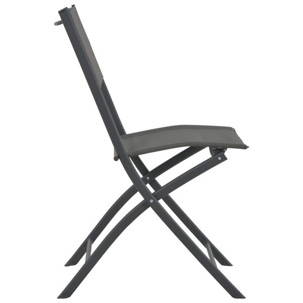 vidaXL Folding Outdoor Chairs 4 pcs Grey Steel and Textilene