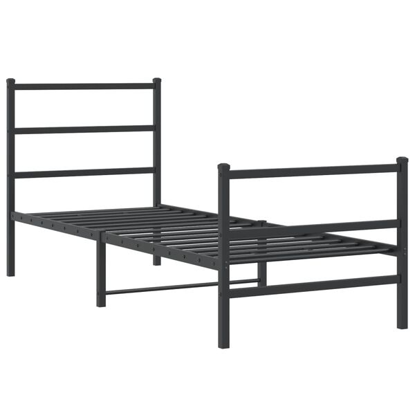 vidaXL Metal Bed Frame without Mattress with Footboard&nbsp;Black 75x190cm