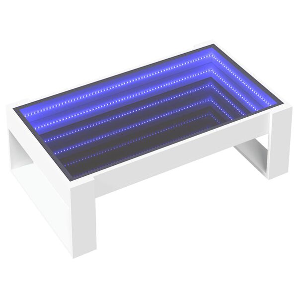 vidaXL Coffee Table with Infinity LED White 90x53x30 cm