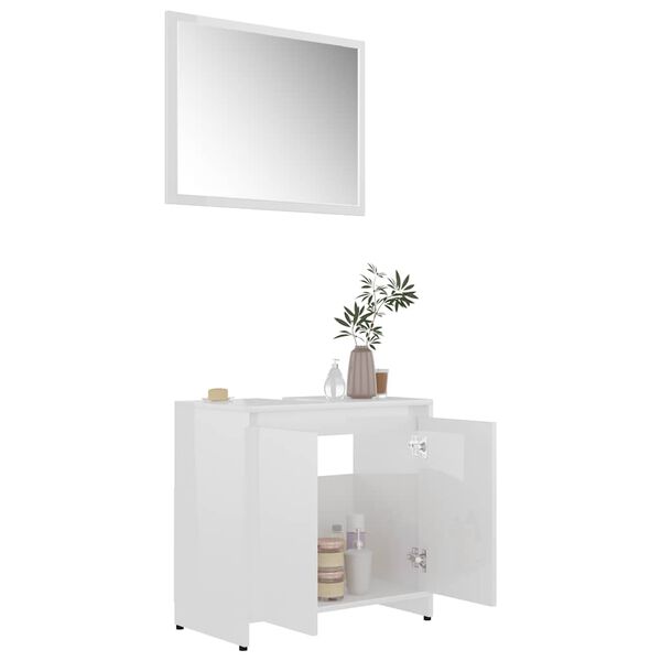 vidaXL Bathroom Furniture Set High Gloss White Engineered Wood