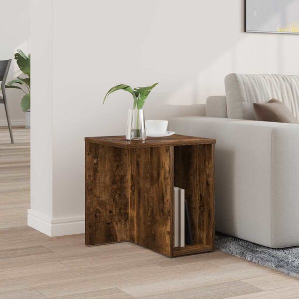 vidaXL End Table Smoked Oak 37 x 32 x 40 cm Engineered Wood