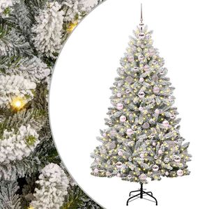 vidaXL Artificial Hinged Christmas Tree Green and White 180 cm