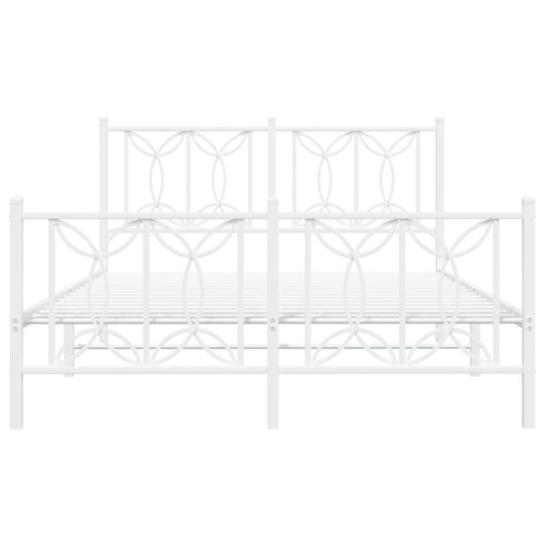 vidaXL Metal Bed Frame without Mattress with Footboard White 140x200cm