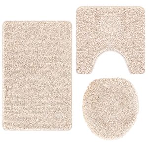 vidaXL Anti-slip Bath Mat Set 3 pcs Cream 50 x 80 cm PP