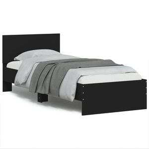 vidaXL Bed Frame without Mattress with Headboard Black 75x190 cm Small Single