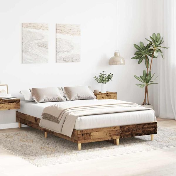 vidaXL Bed Frame No Mattress Old Wood 120x200 cm Engineered Wood