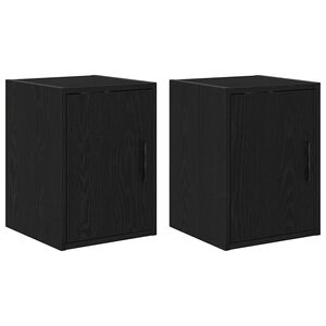 vidaXL Garage Wall Cabinets 2 pcs Black Engineered Wood