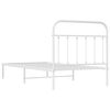 vidaXL Metal Bed Frame without Mattress with Headboard White 100x190cm