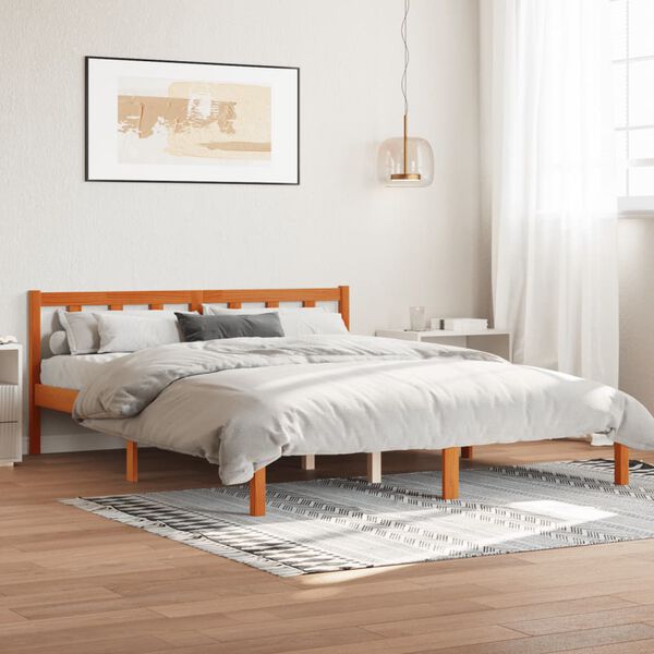 vidaXL Bed Frame without Mattress Wax Brown 150x200 cm King Size Solid Wood Pine