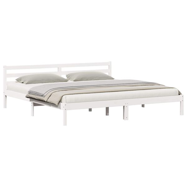vidaXL Bed Frame White 225.5 x 185.5 x 69.5 cm Solid Pine Wood