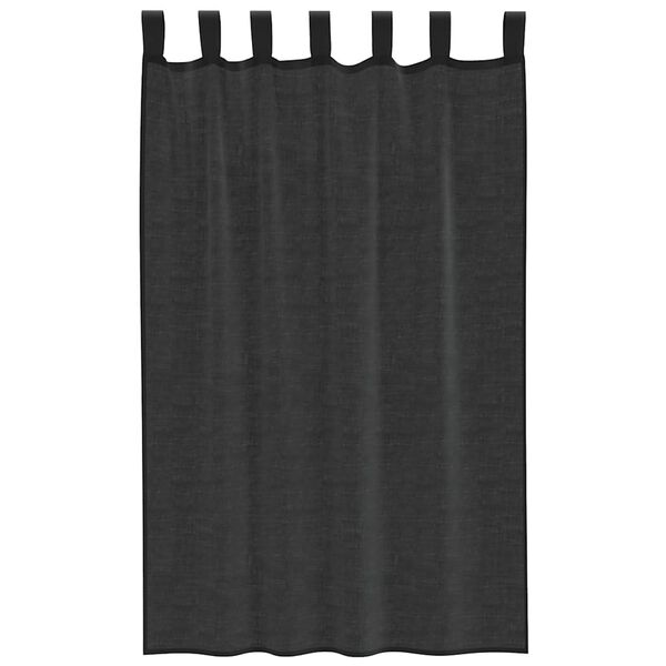vidaXL Voile Curtains with Tab Top 2 pcs Black