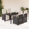 vidaXL 5 Piece Garden Dining Set with Cushions Black Poly Rattan