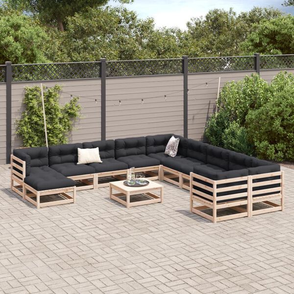 vidaXL 12 Piece Garden Sofa Set Solid Wood Pine