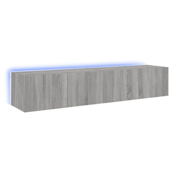 vidaXL TV Wall Cabinets with LED Lights 2 pcs Grey Sonoma 80x35x31 cm