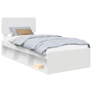vidaXL Bed Frame with Headboard White 100 x 200 cm Solid Pine Wood