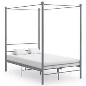 vidaXL Canopy Bed Frame without Mattress Grey Metal 120x200 cm