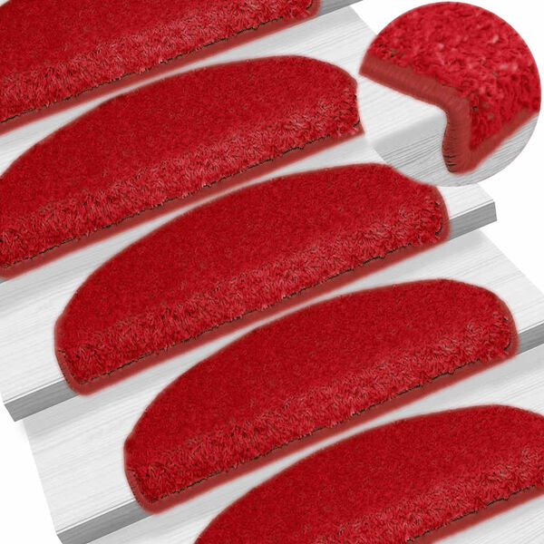 vidaXL Stair Mats 30 pcs 65x21x4 cm Red Half Round Large