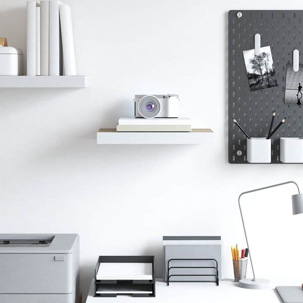 vidaXL Floating Wall Shelf Oak and White 40x23x3.8 cm MDF