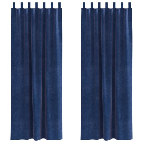 vidaXL Curtains with Curtains 2 pcs Dark blue 140 x 225 cm Velvet