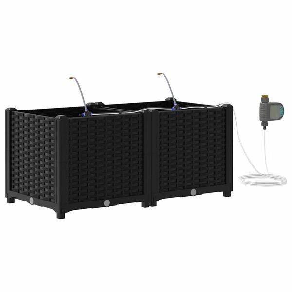 vidaXL Garden Planter 2 pcs Black Steel