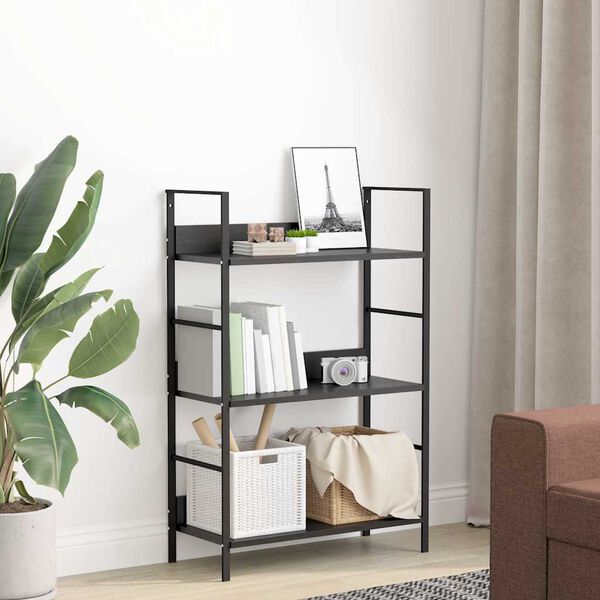 vidaXL 3-Layer Book Shelf Black 60x27.6x90.5 cm Engineered Wood