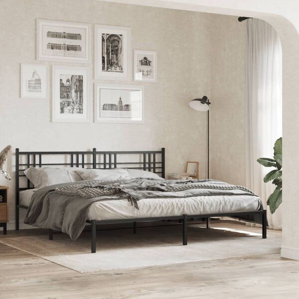 vidaXL Metal Headboard Black 200cm