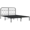 vidaXL Metal Bed Frame without Mattress with Headboard Black 140x190cm
