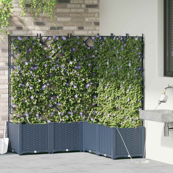 vidaXL Garden Planter Grey 40 x 40 x 143 cm Steel