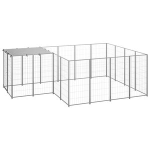 vidaXL Dog Kennel Silver 6.05 m&sup2; Steel