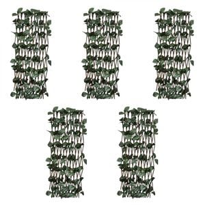 vidaXL Willow Trellis Fences 5 pcs with Artificial Leaves 180x30 cm