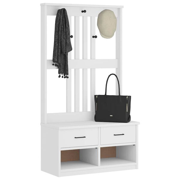 vidaXL Hall Tree SANDNES White 87x40x159.5cm Solid Wood Pine