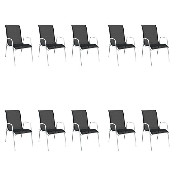 vidaXL 11 Piece Outdoor Dining Set Steel Black