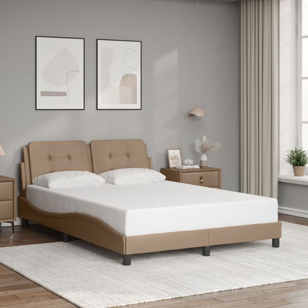 vidaXL Bed Frame without Mattress "Zadar" Cappuccino 140x190 cm Faux Leather