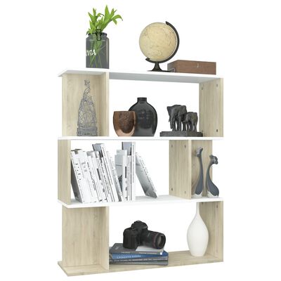 vidaXL Book Cabinet/Room Divider White and Sonoma Oak 80x24x96cm