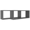 vidaXL Wall Cube Shelf 2 pcs High Gloss Grey 60x15x23 cm Engineered Wood