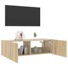 vidaXL TV Wall Cabinet with LED Lights Sonoma Oak 100x35x31 cm