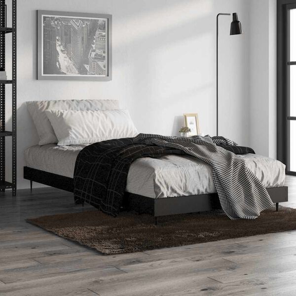 vidaXL Bed Frame without Mattress Black 90x190 cm Single Engineered Wood