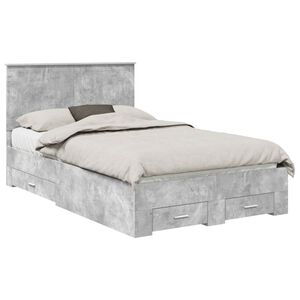 vidaXL Bed Frame Concrete Grey 120 x 190 cm Engineered Wood