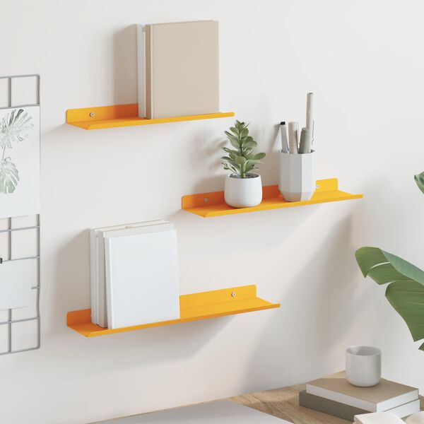 vidaXL Floating Shelf 3 pcs Mustard Yellow 40 x 9 x 2.5 cm Steel