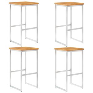 vidaXL Bar Chairs 4 pcs Solid Acacia Wood and Stainless Steel