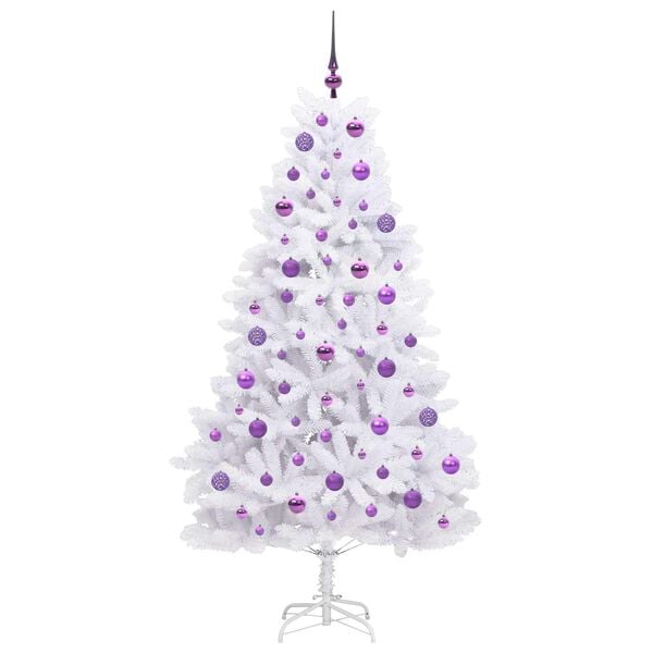 vidaXL Artificial Hinged Christmas Tree White 180 cm PVC and Steel