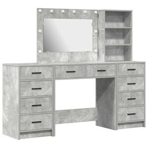 vidaXL Dressing Table with Drawer 3 pcs Concrete Grey Engineered Wood