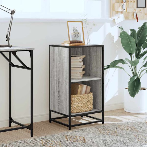 vidaXL Book Cabinet Grey Sonoma 40x35x76 cm Engineered Wood