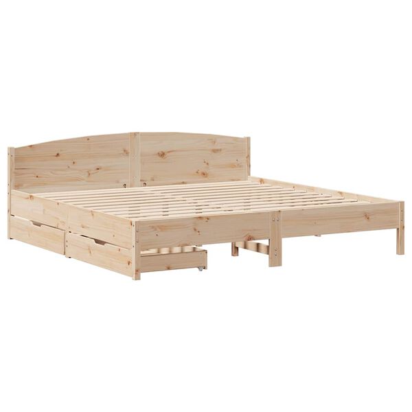 vidaXL Bed Frame without Mattress 180x200 cm Super King Solid Wood Pine