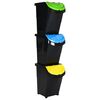 vidaXL Stackable Waste Bins with Lids 3 pcs Black PP 120 L